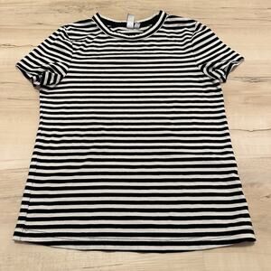 & OTHER STORIES Women S Shirt Crewneck‎ Cotton Short Sleeve Striped Black White